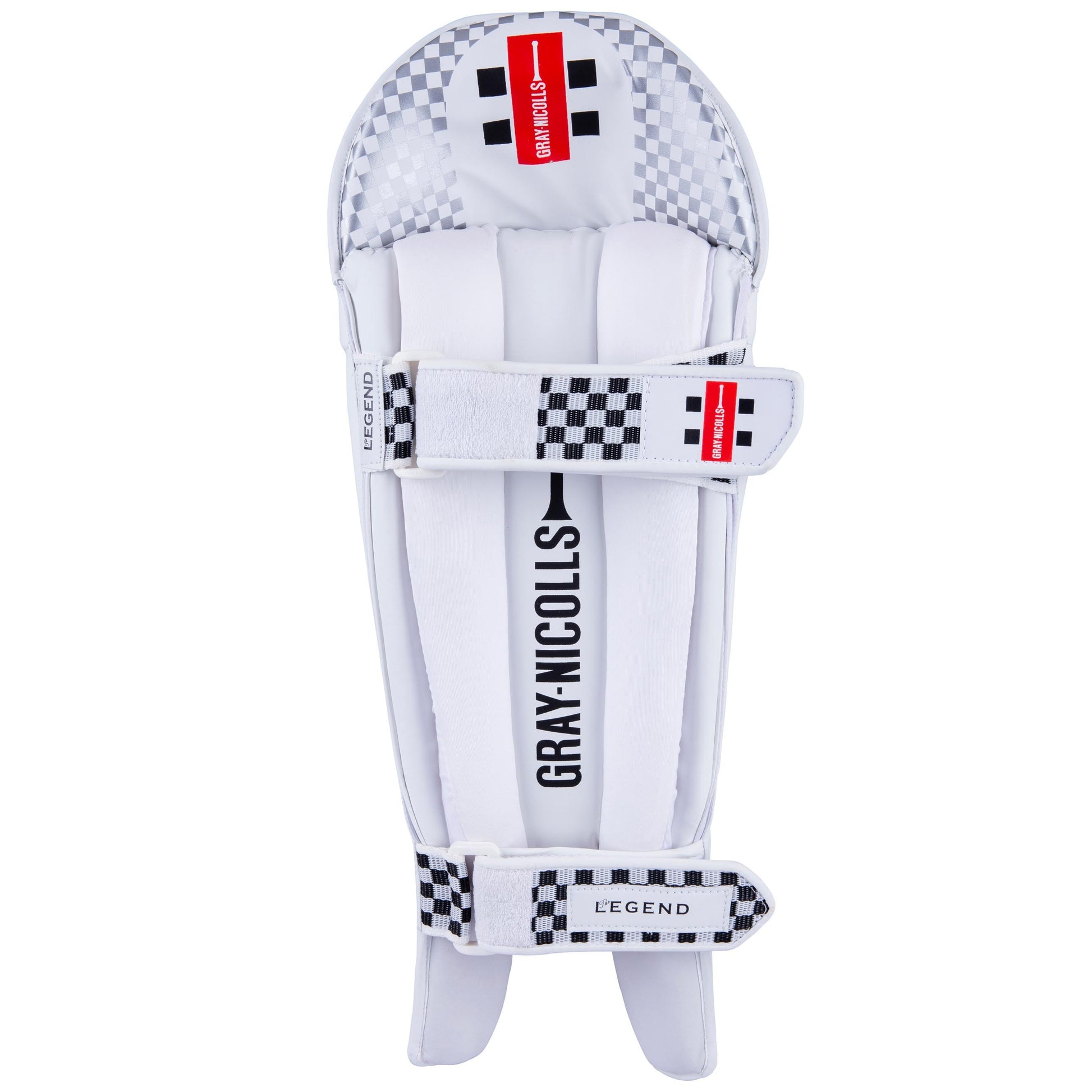 rear view of Gray-Nicolls Legend Wicket Keeping Pads showing straps and branding