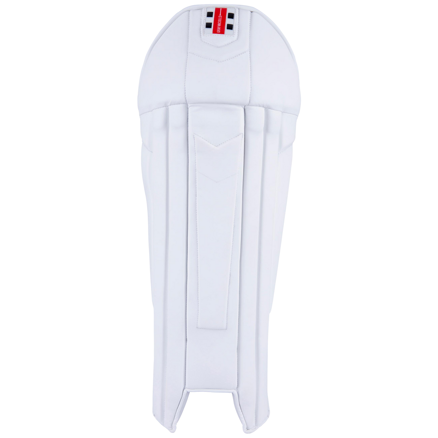 full front view of Gray-Nicolls Legend Wicket Keeping Pads in white