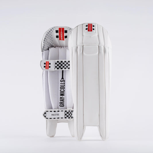 side-by-side front and back view of Gray-Nicolls Prestige Wicket Keeping Pads