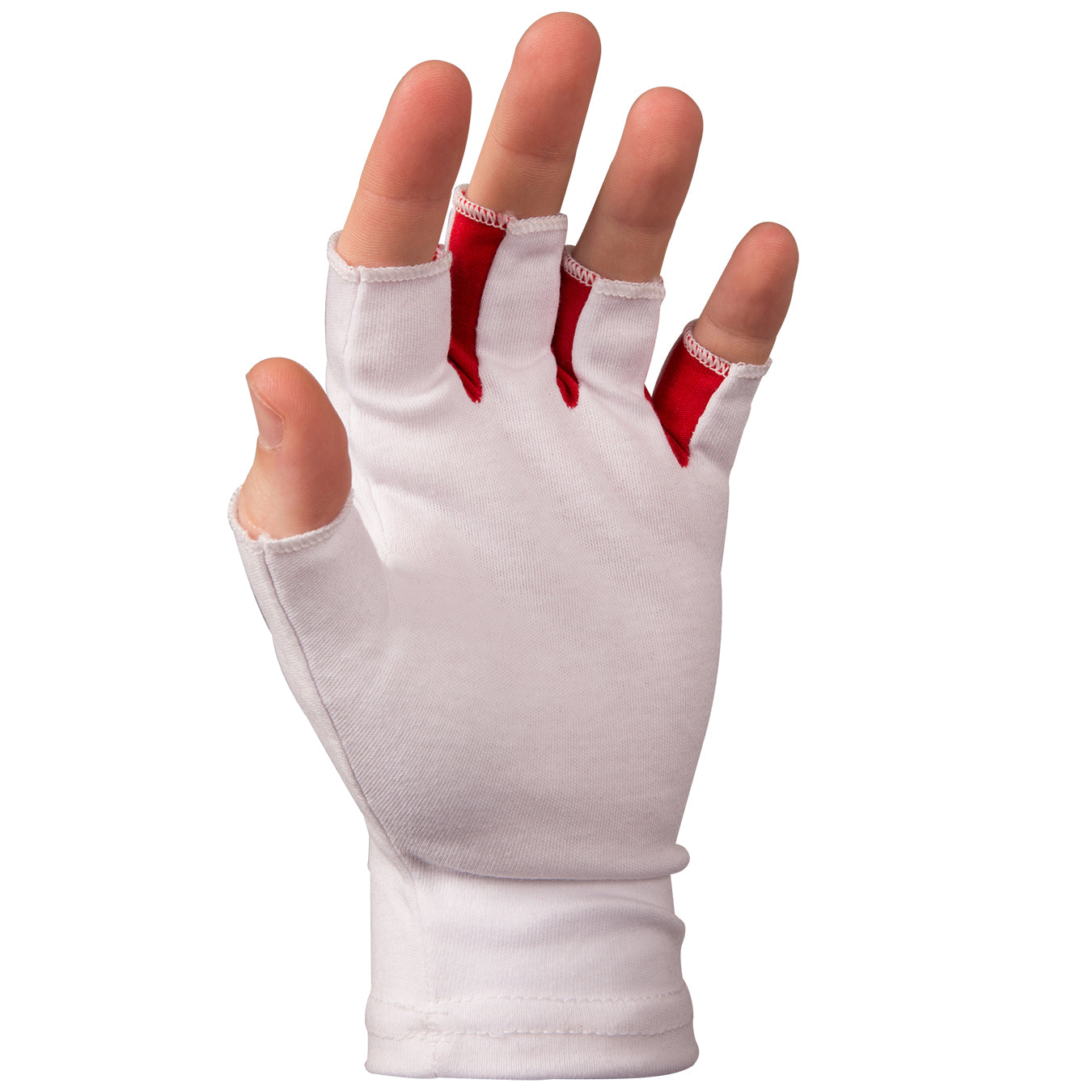 angled view of Gray-Nicolls Fingerless Batting Inners showing open finger design