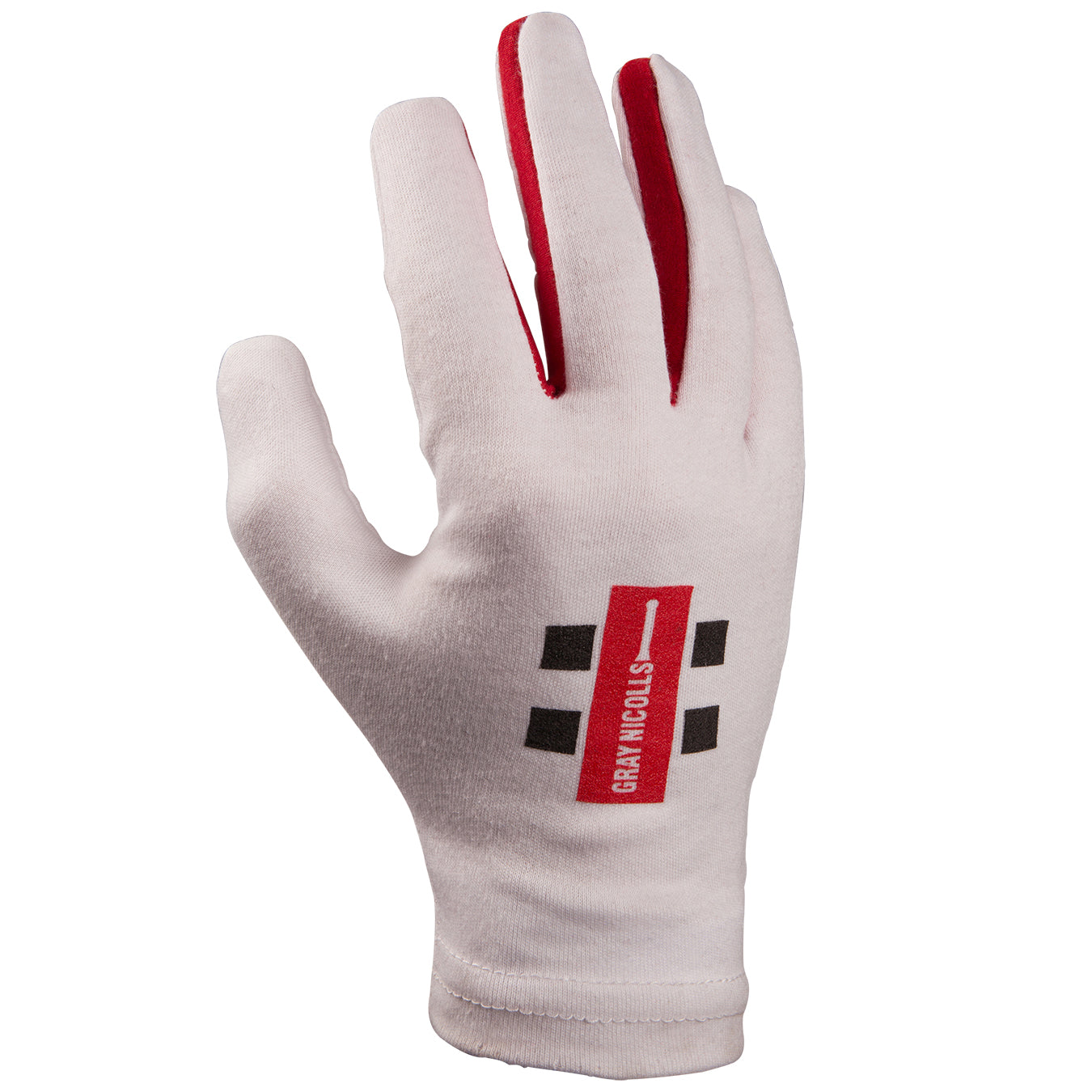 front view of Gray-Nicolls Pro Full Finger Batting Inners showing red and black logo