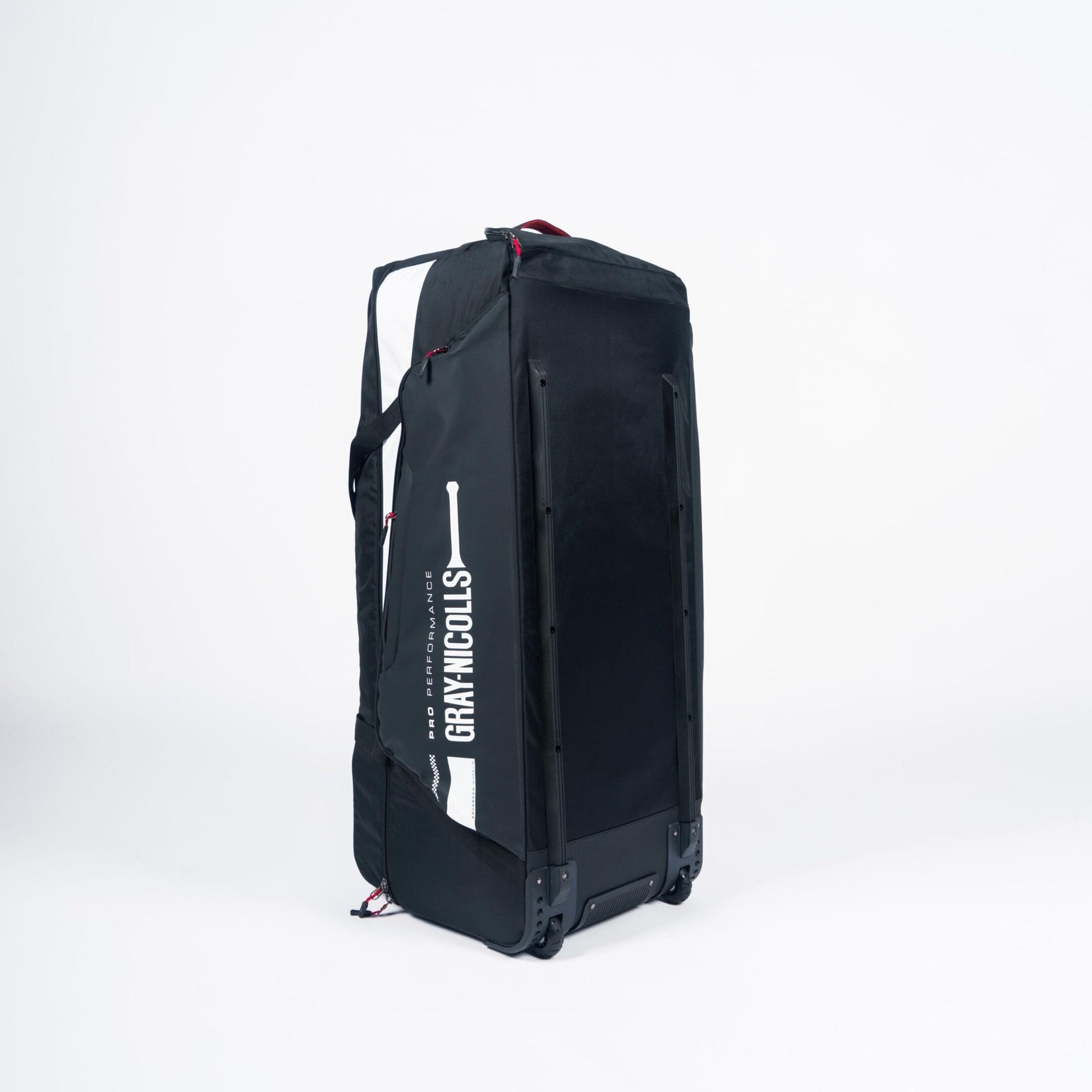 Side profile of Gray-Nicolls Pro Performance Wheelie Bag with handle and compartments