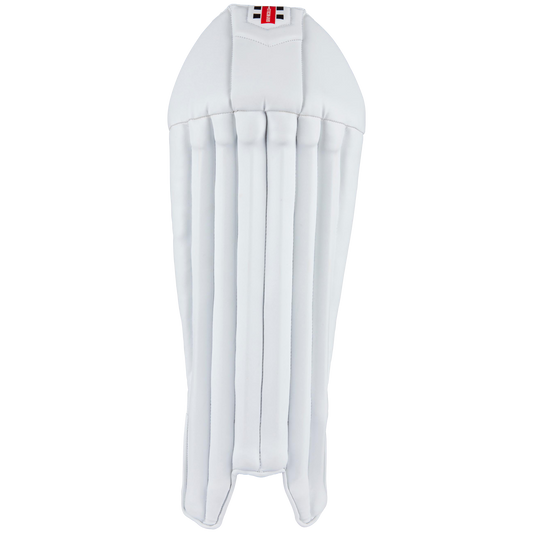 front view of Gray-Nicolls Select Wicket Keeping Pads in white with vertical foam bolsters