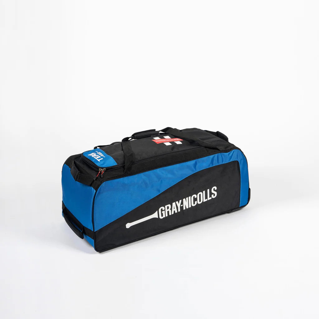 Gray Nicolls Team 550 wheelie bag in black and royal blue