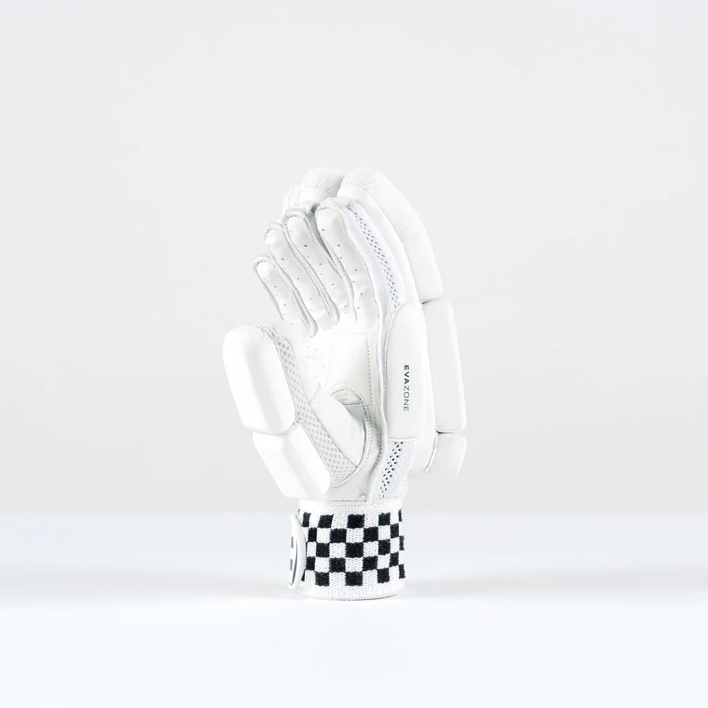 front view of a single Gray-Nicolls Junior Batting Glove with red logo and wristband