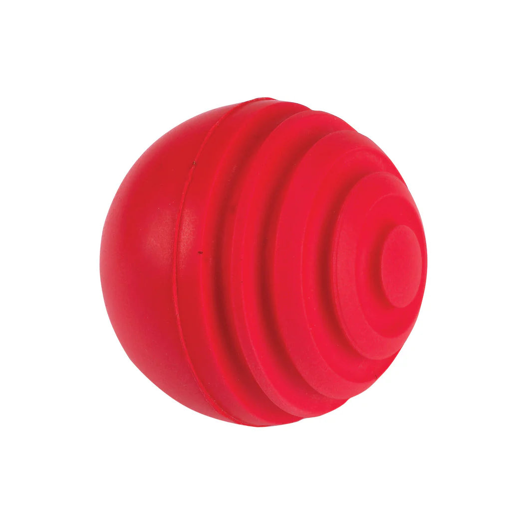 Red Gray-Nicolls Wobbleball with ridged design for cricket training