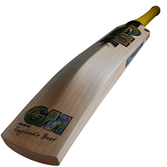 Side profile of Gunn and Moore Psyche 606 Delta cricket bat