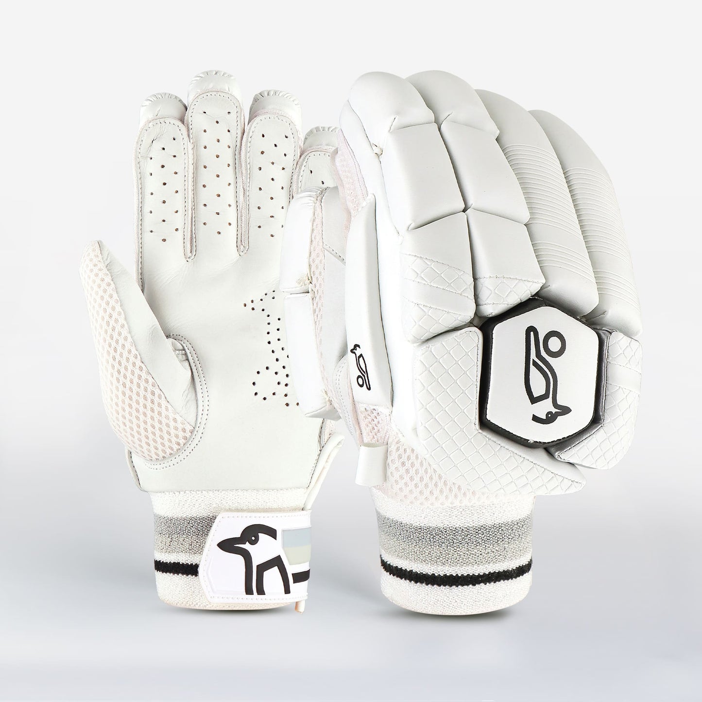 Front view of Kookaburra 4.1 cricket batting gloves showing premium finger padding.