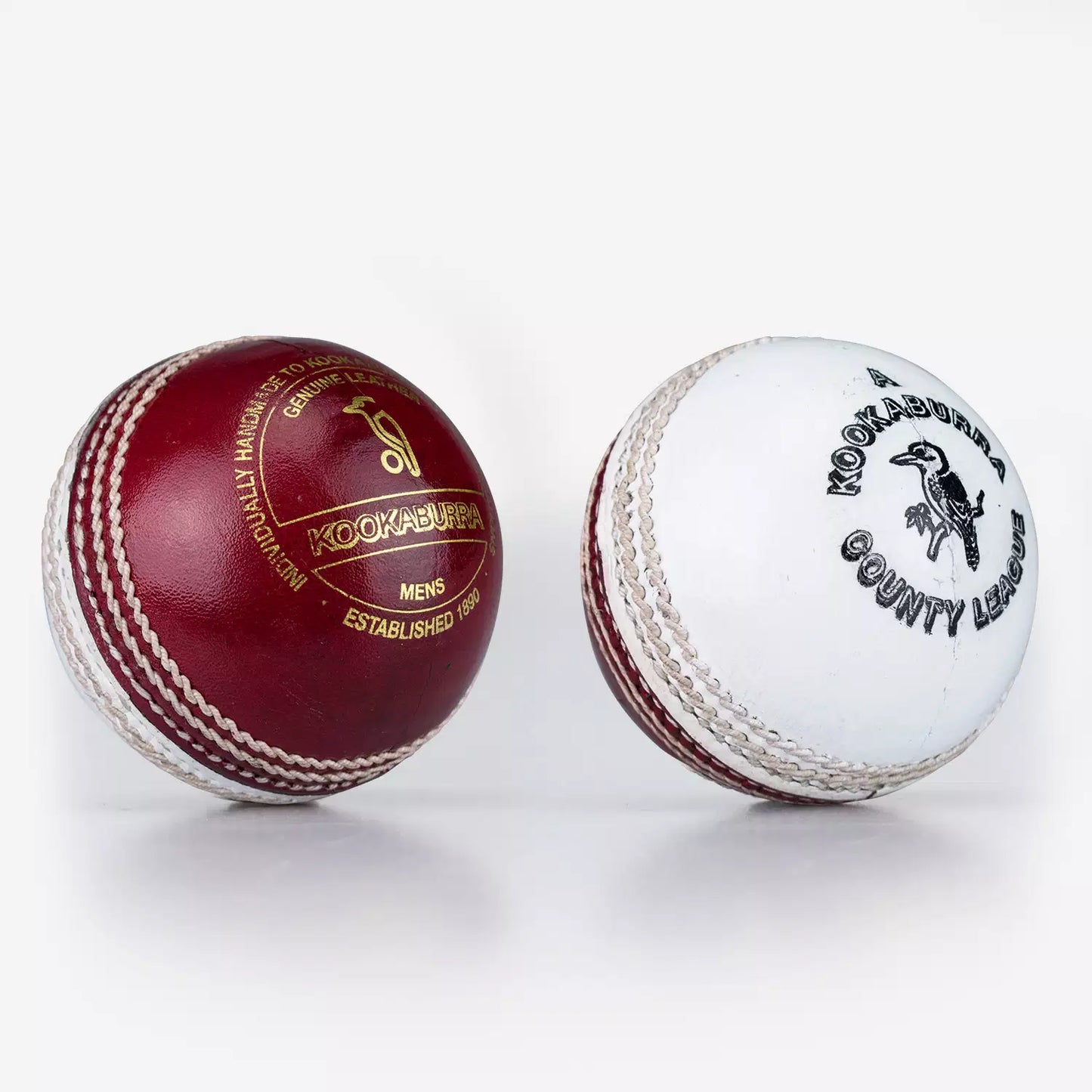 Kookaburra County League red and white two-tone leather cricket ball