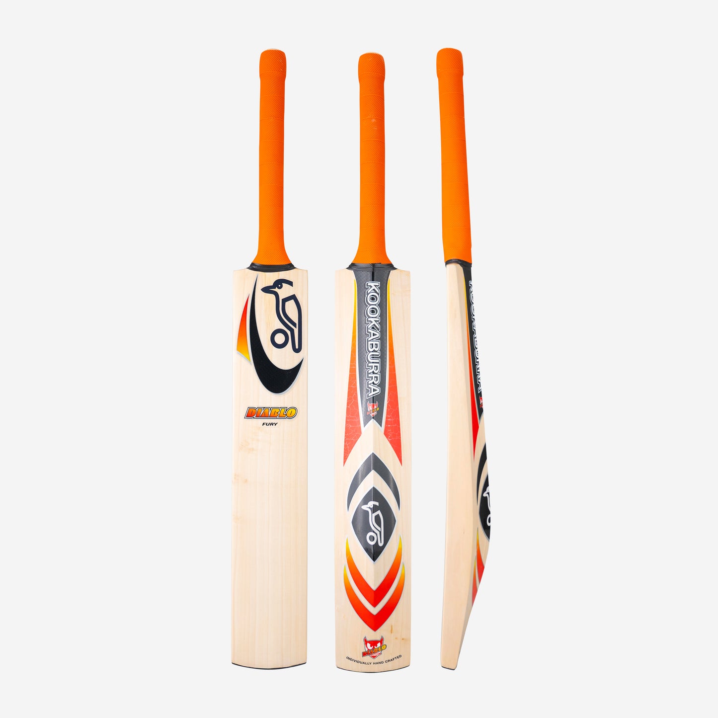 Group view of Kookaburra Diablo Fury cricket bats