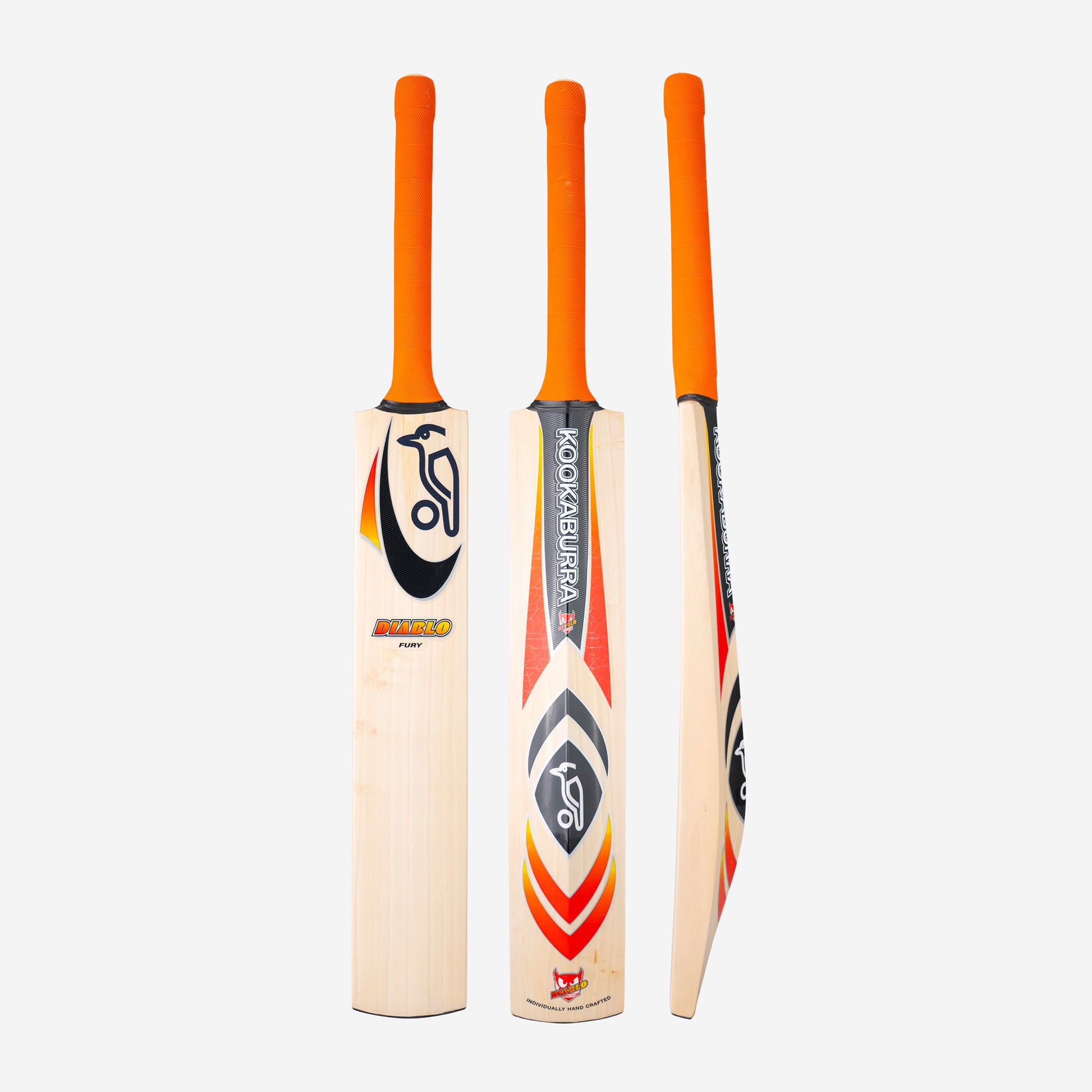 Group view of Kookaburra Diablo Fury cricket bats
