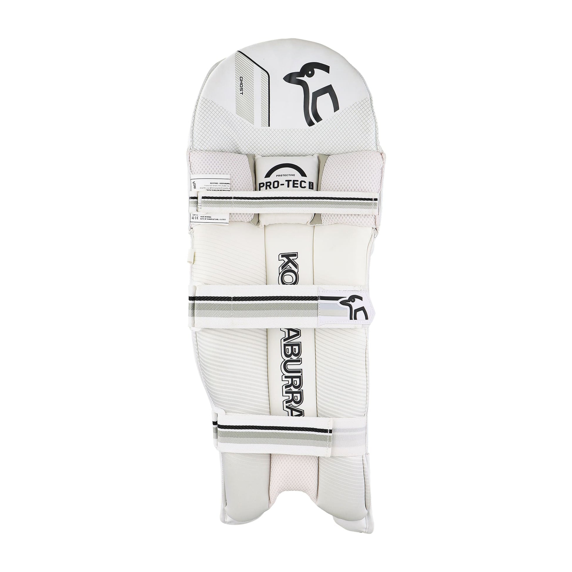 Rear view of a Kookaburra Ghost 3.1 batting pad showing straps and comfort lining.