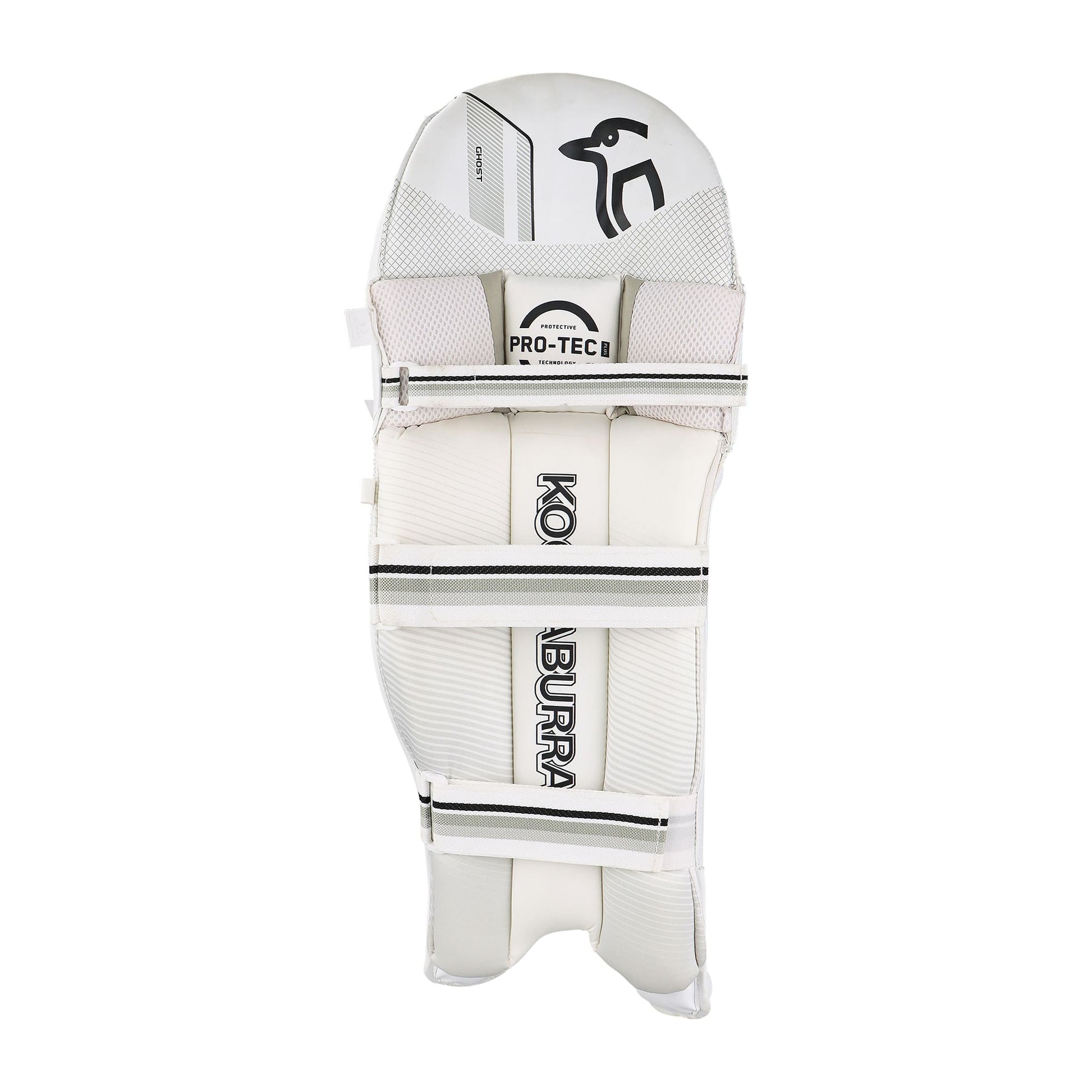 Back view of Kookaburra Ghost 4.1 batting pads with Pro-Tec cushioned straps and mesh panels