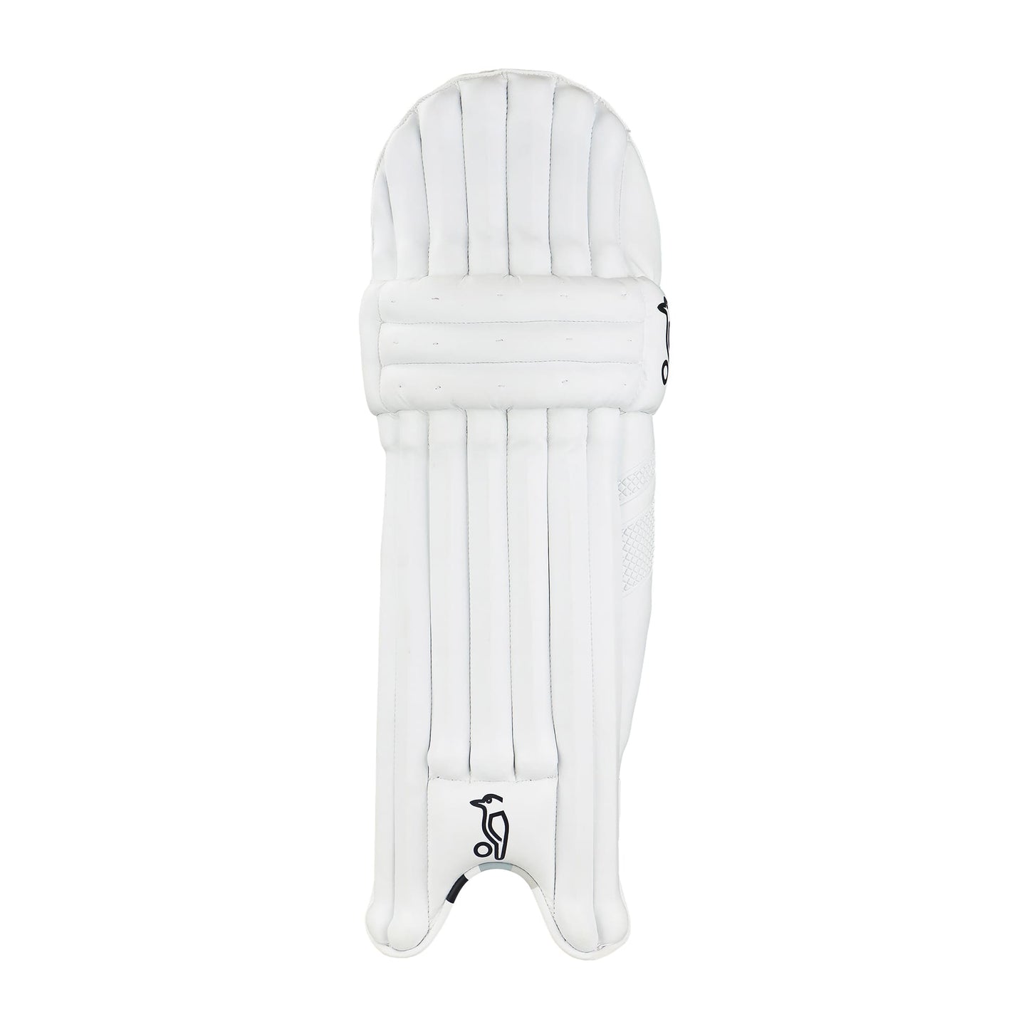 Front view of Kookaburra Ghost 5.1 cricket batting pads featuring traditional cane styling and curved design