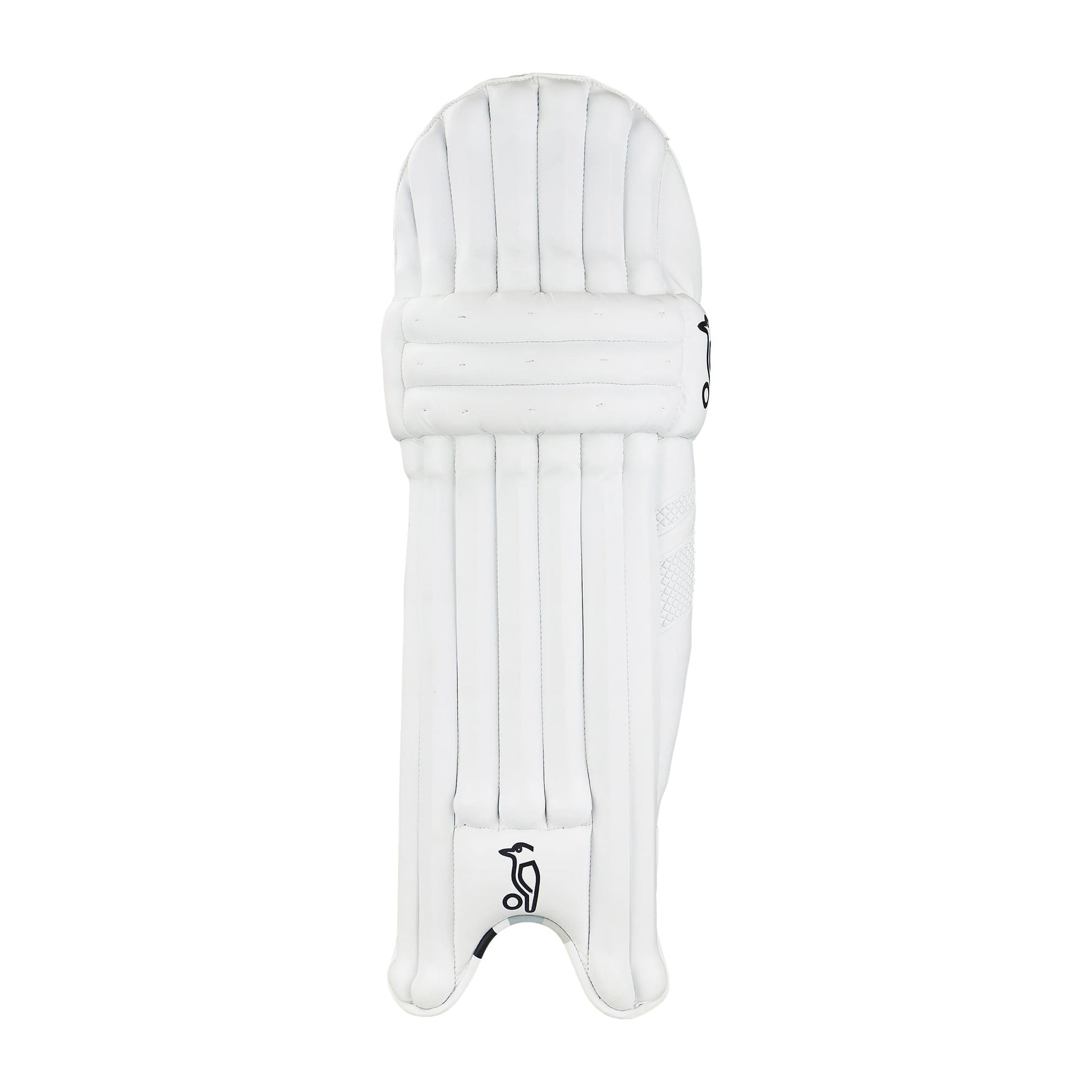 Front view of Kookaburra Ghost 5.1 cricket batting pads featuring traditional cane styling and curved design