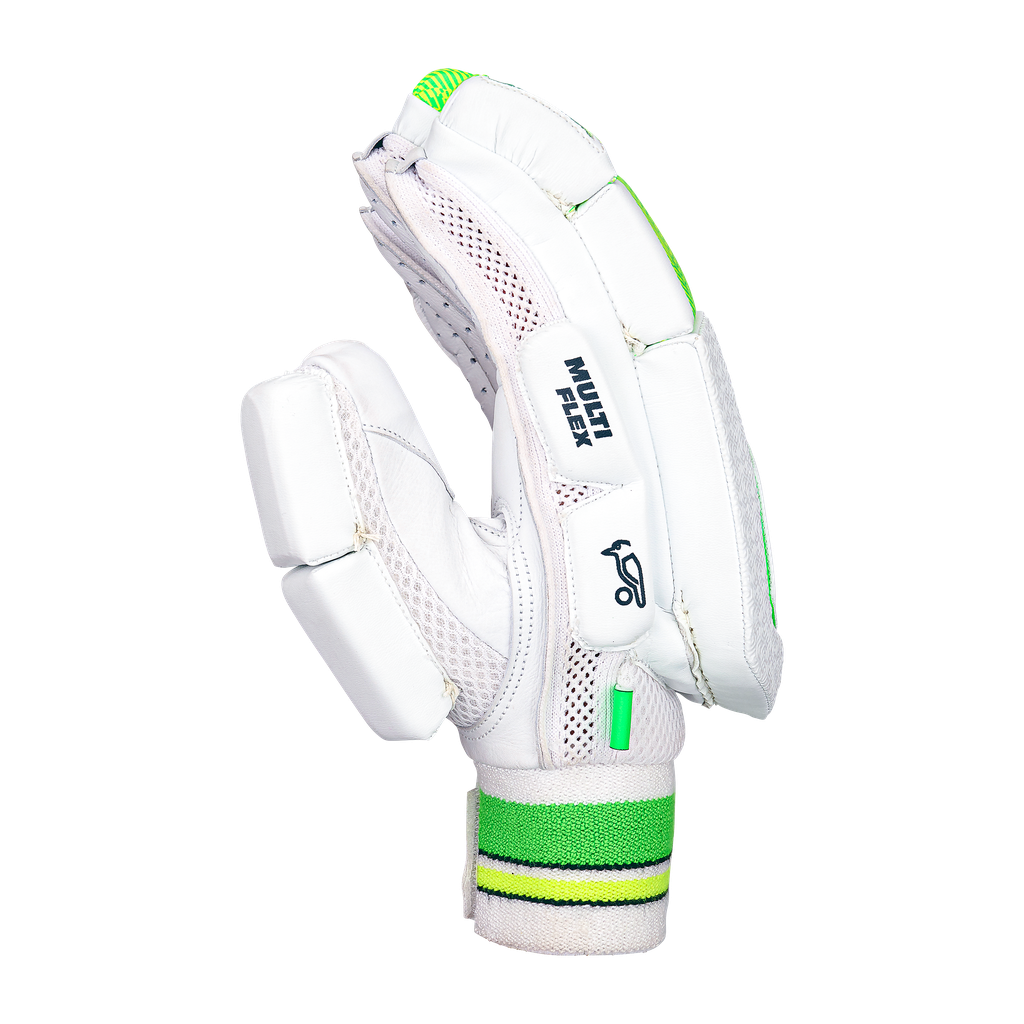 Side profile of a Kookaburra Kahuna 3.1 batting glove showing finger shape and thumb protection.