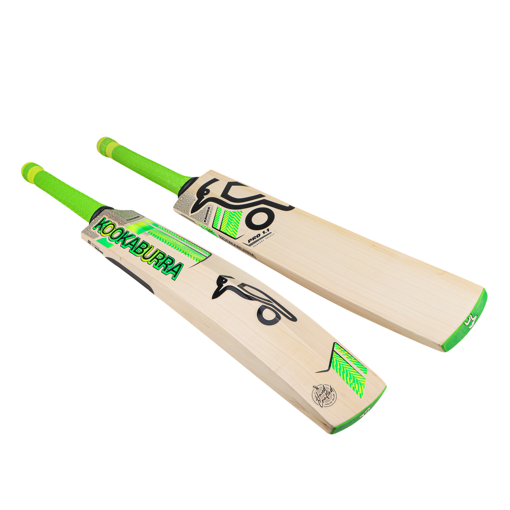 Flat lay of the Kahuna 1.1 bat showing grip, spine, and toe profile