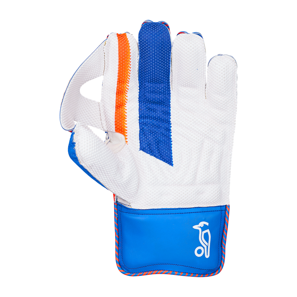 Palm view of Kookaburra LC 3.0 wicket keeping gloves highlighting Octopus grip rubber.