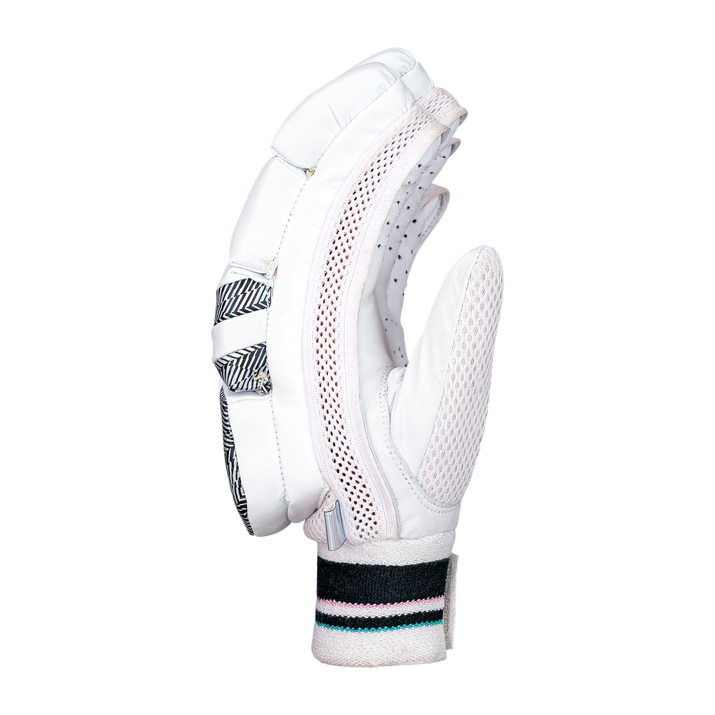 Back view of a Kookaburra Prism 4.1 batting glove showing mesh backing and ventilation.