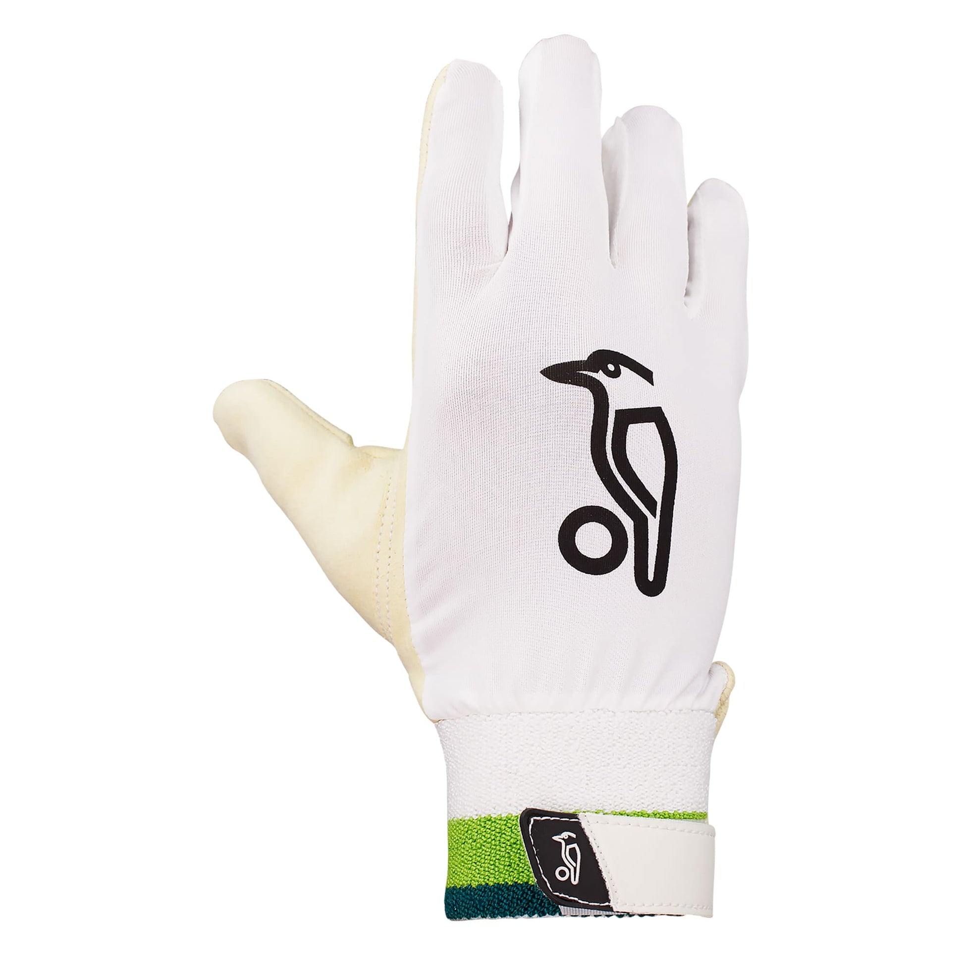 Back view of Kookaburra Ultimate padded wicket keeping inners showing breathable fabric and wrist finish.