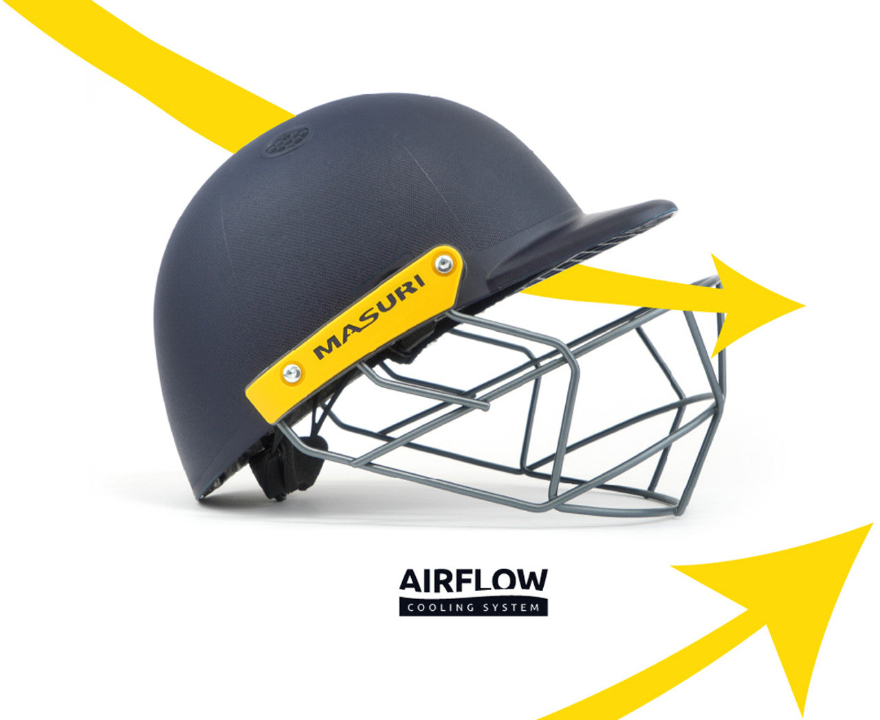 Airflow system of the Masuri C Line Steel Junior Helmet shown with visual guide