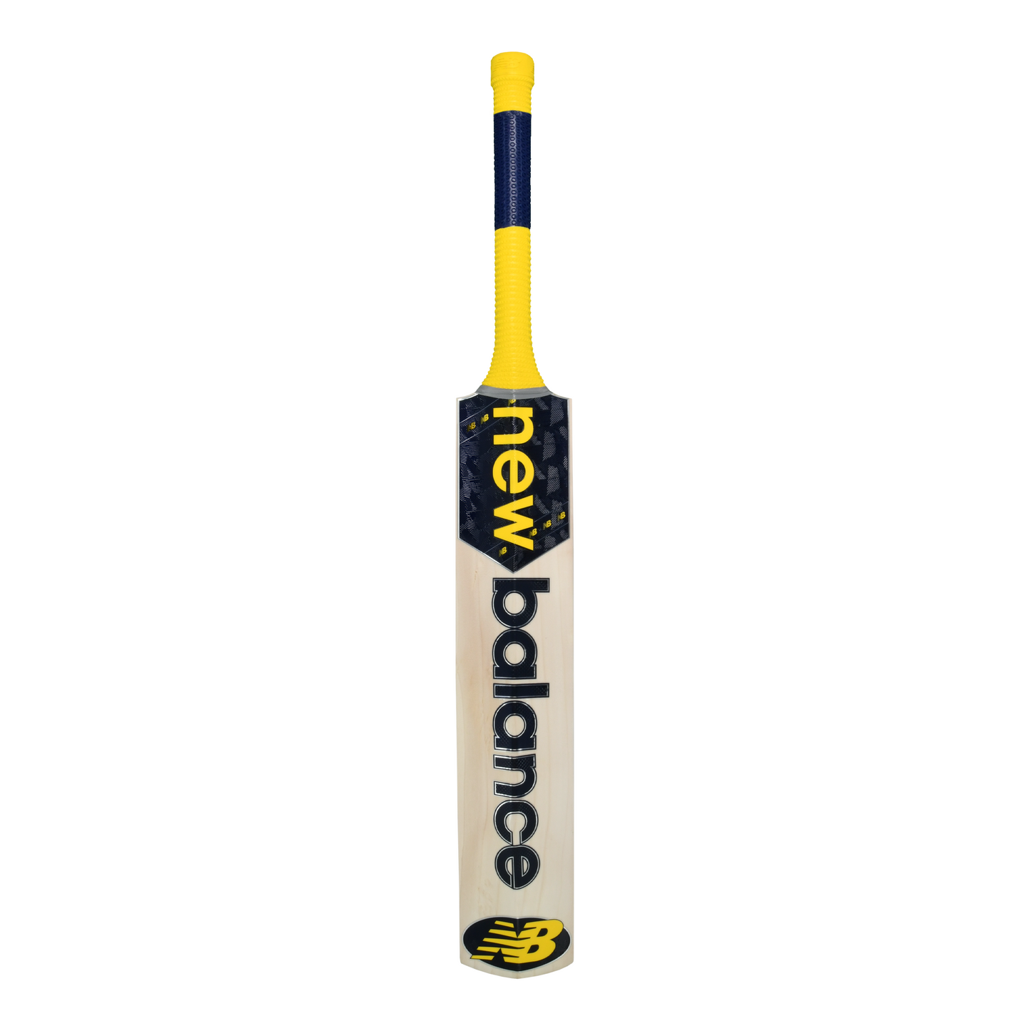 Rear view of the New Balance BURN 500 MAX cricket bat highlighting spine and handle detail.