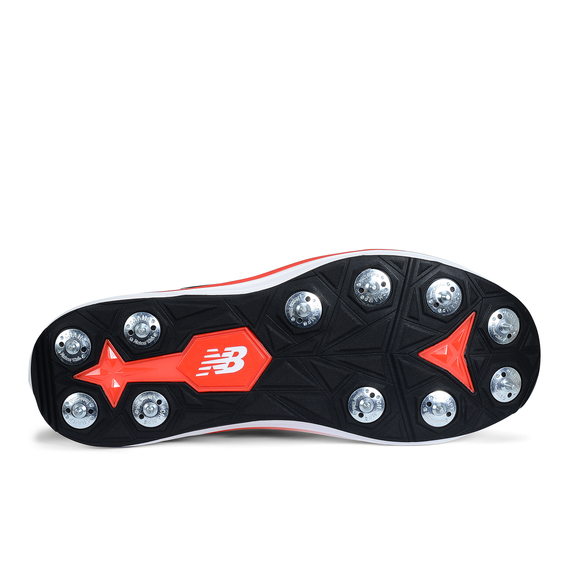 Outsole and spikes on New Balance CK4030F6 cricket shoe