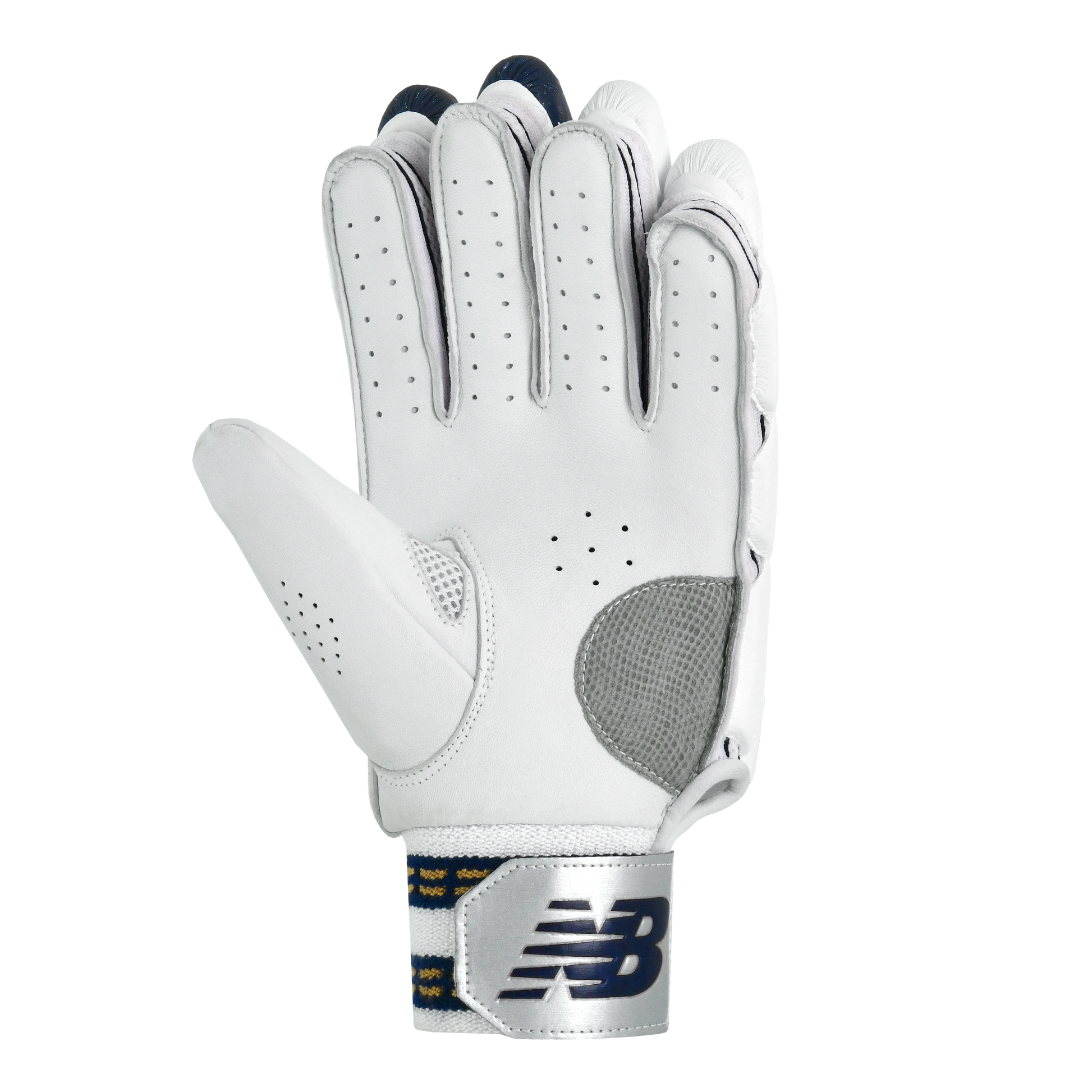Palm view of New Balance DC 1200 batting gloves showing premium sheep leather palm and padding.