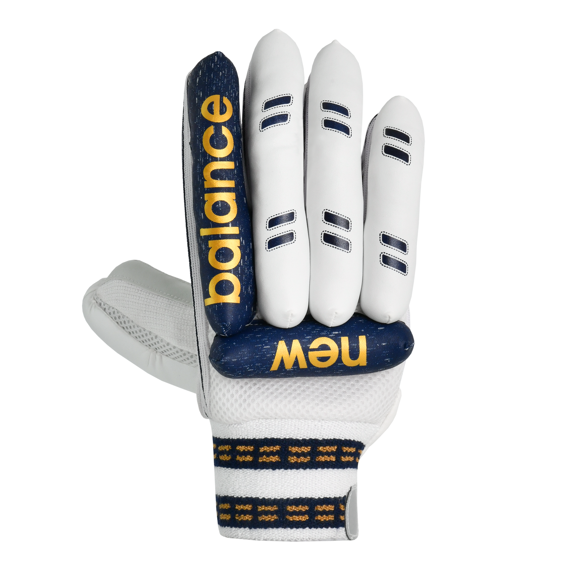 Front view of New Balance DC 200 batting gloves showing lightweight PU construction and DC branding.