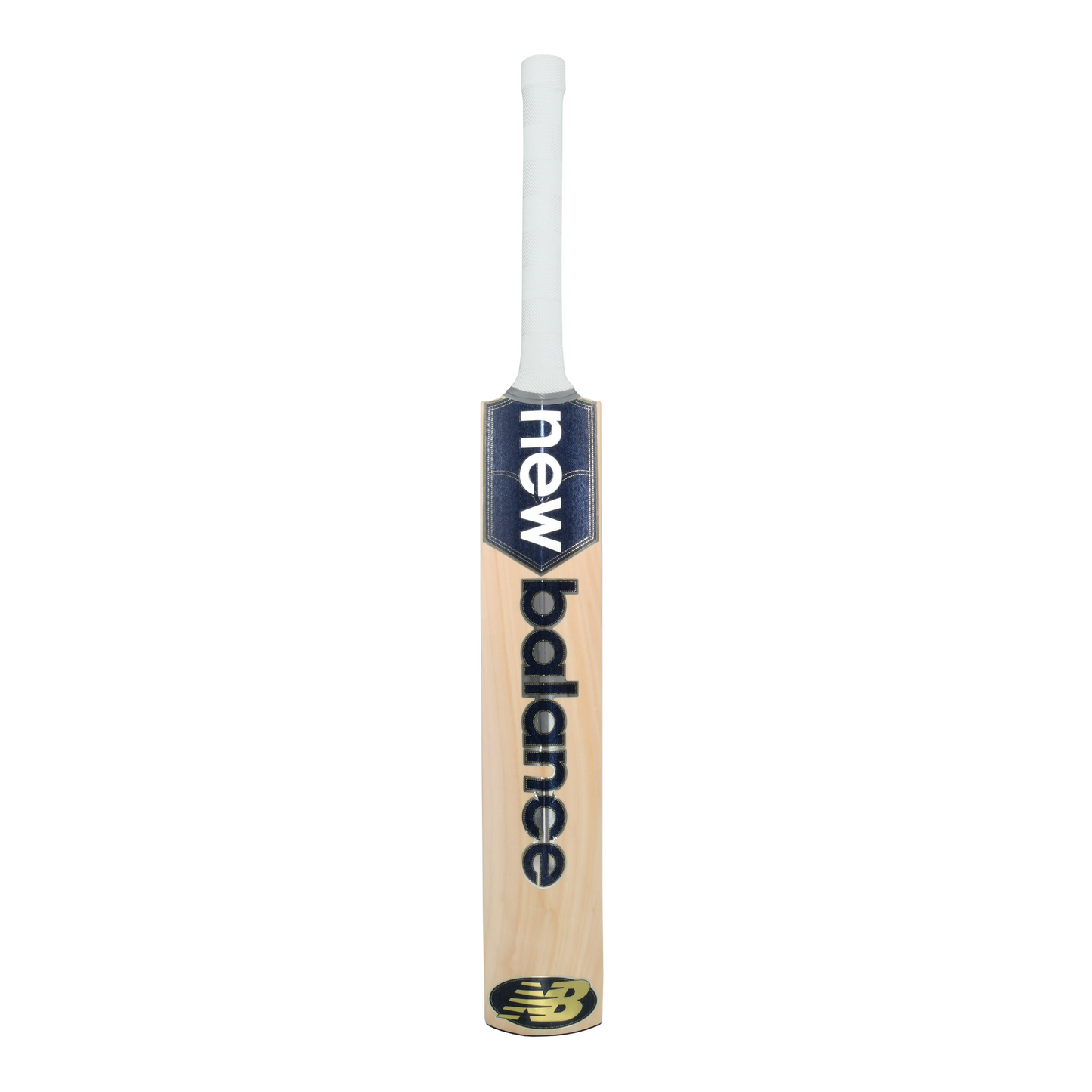 Rear view of the New Balance DC 200 junior cricket bat showing natural back and handle.