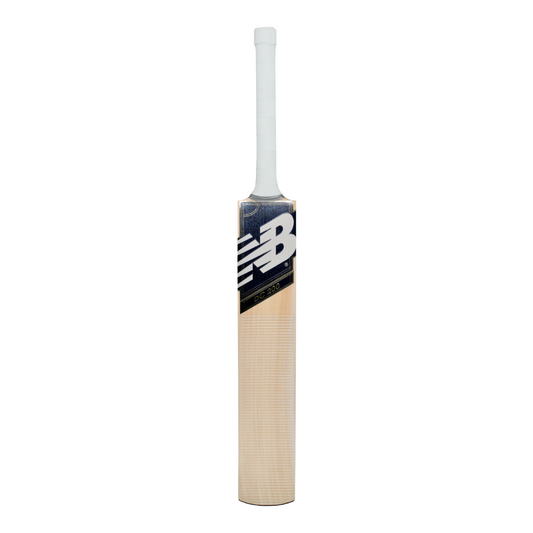 Front view of the New Balance DC 200 junior cricket bat showing DC branding and blade face.