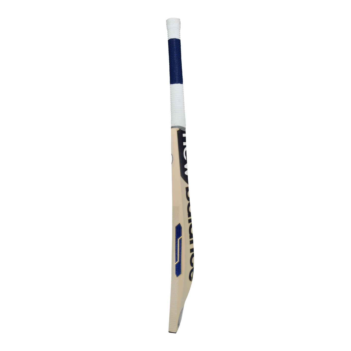 Side profile of the New Balance DC 400 junior cricket bat highlighting blade shape and balance.