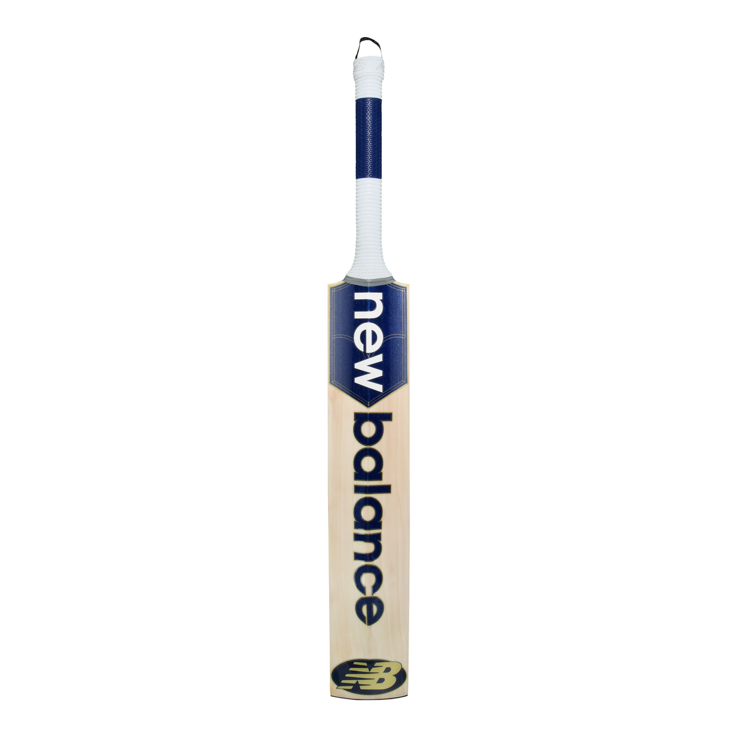 Rear view of the New Balance DC 400 PRO cricket bat highlighting spine and handle detail.