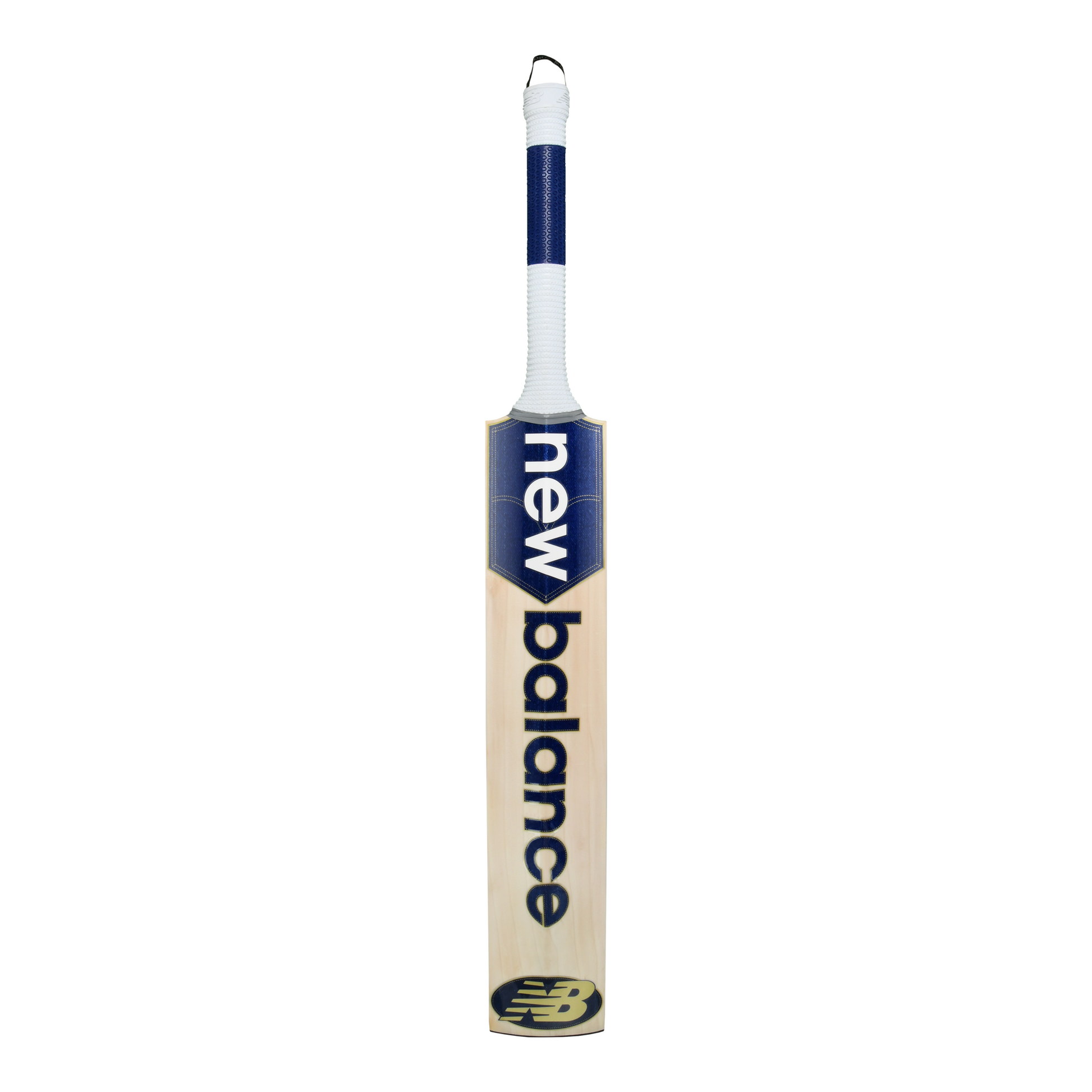 Rear view of the New Balance DC 400 PRO cricket bat highlighting spine and handle detail.