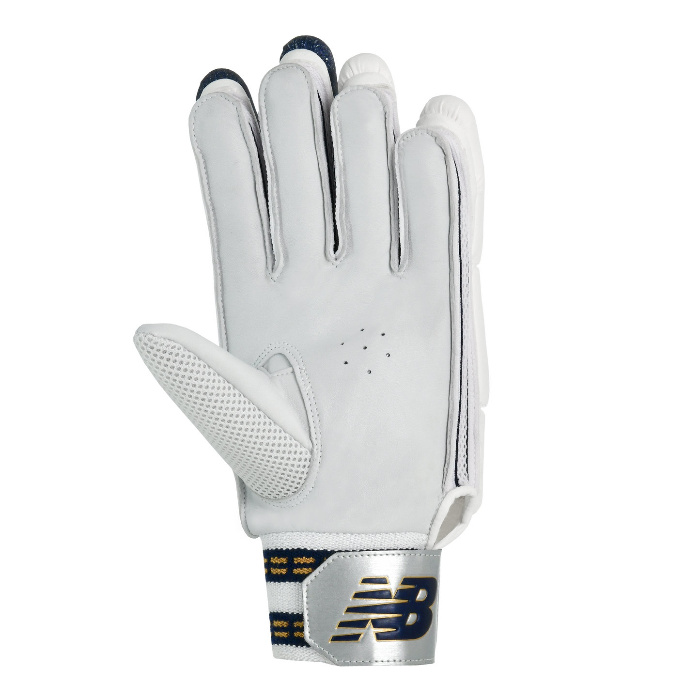 Palm view of New Balance DC 600 batting gloves showing padded palm and grip areas.