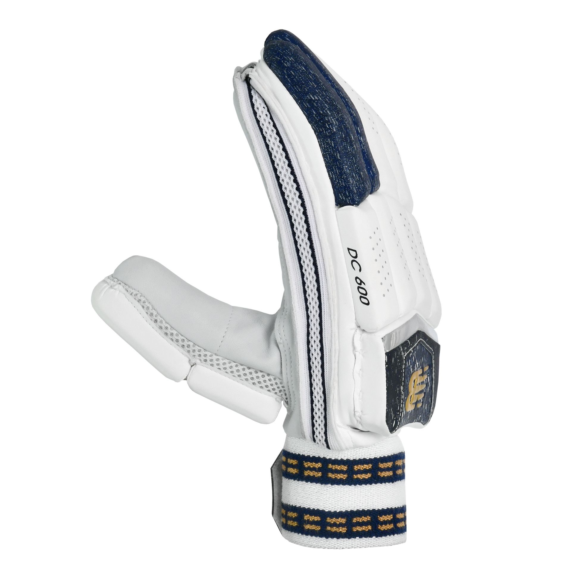 Side profile of New Balance DC 600 batting gloves highlighting finger padding and flexible construction.
