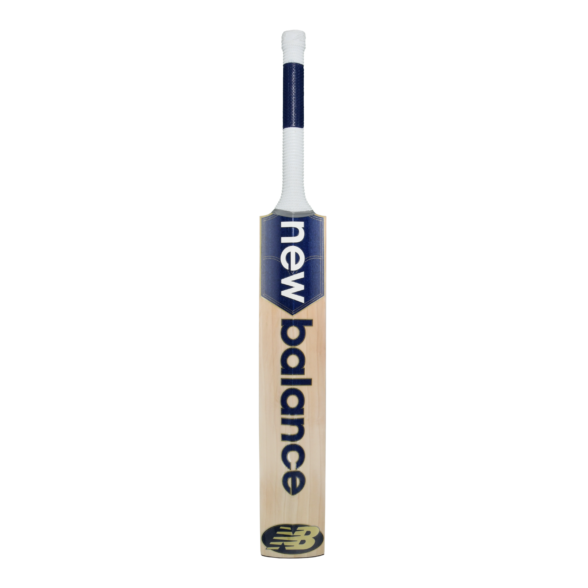 Rear view of the New Balance DC 600 cricket bat highlighting spine and handle detail.