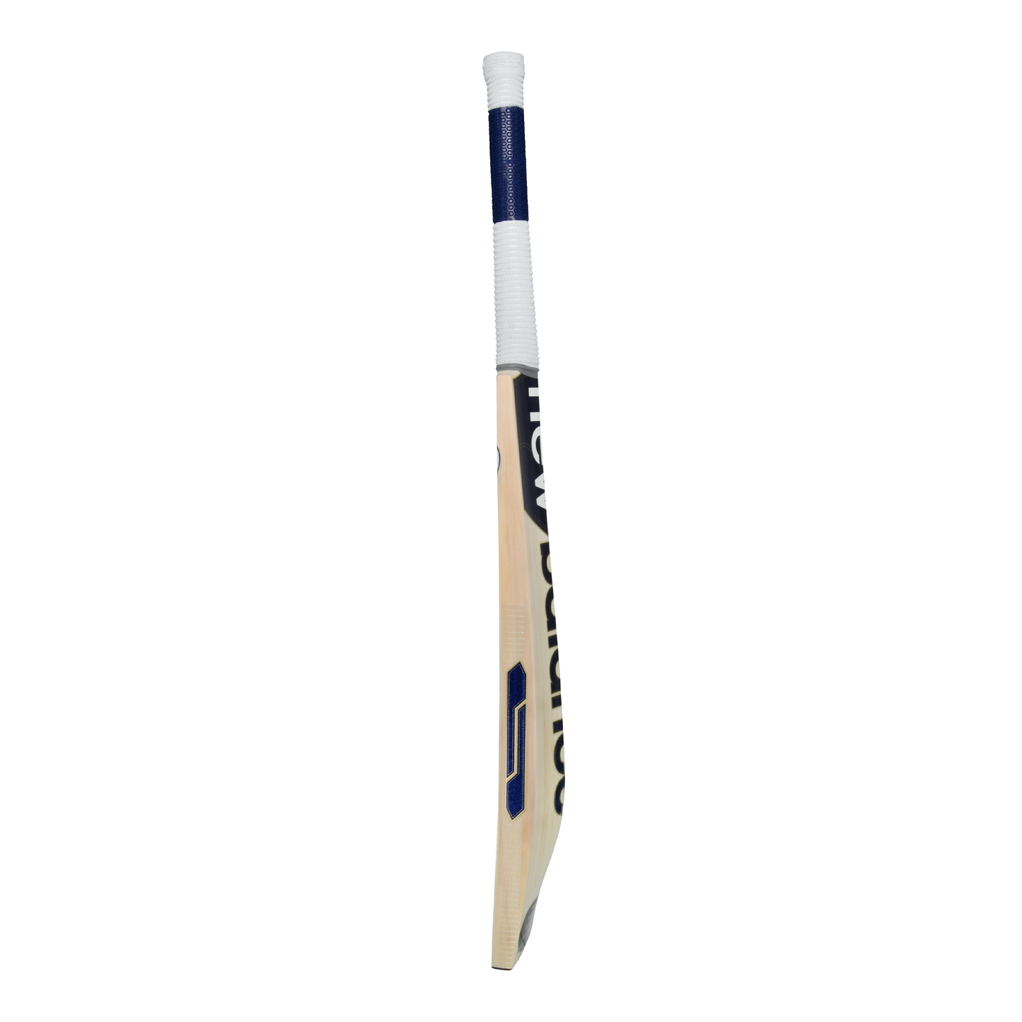 Side profile of the New Balance DC 600 junior cricket bat showing blade shape and balance.