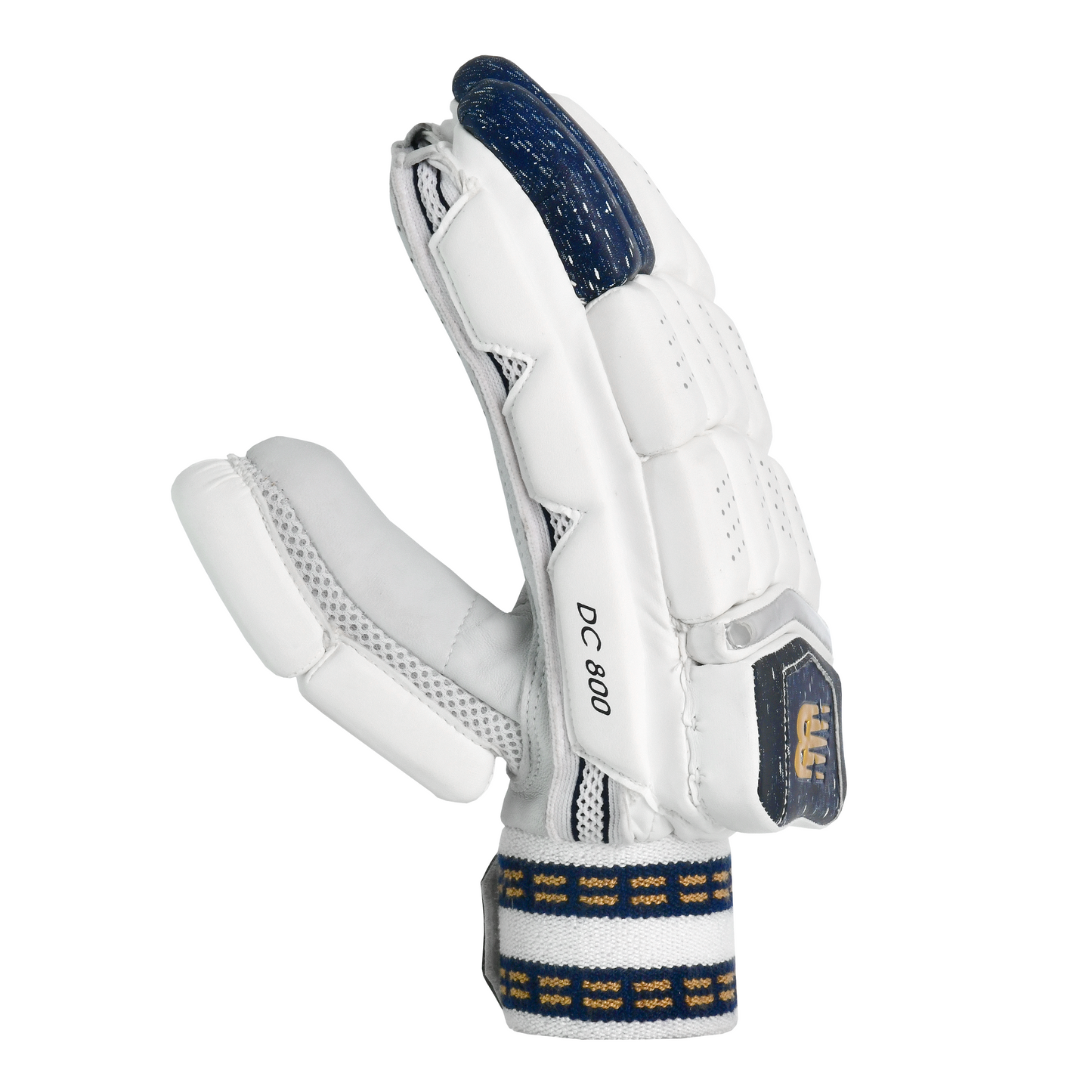 Side profile of New Balance DC 800 batting gloves highlighting finger protection and flexibility.