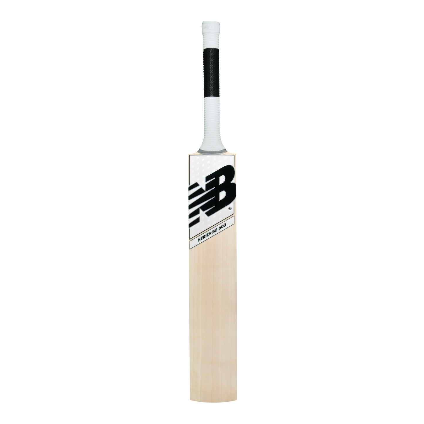 Front view of the New Balance Heritage 600 cricket bat showing classic Heritage branding and blade face.
