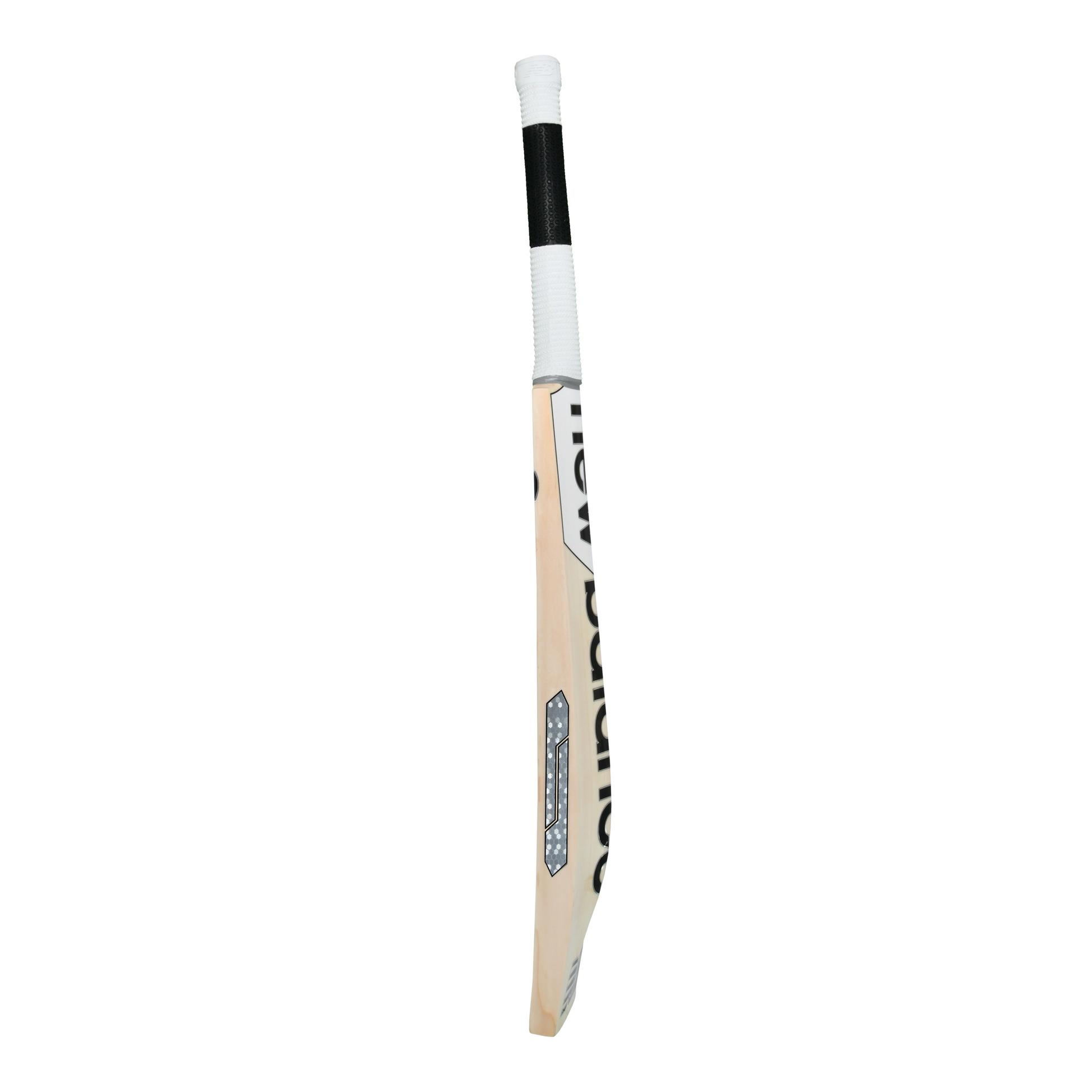 Side profile of the New Balance Heritage 600 cricket bat showing mid to low sweet spot and large edges.