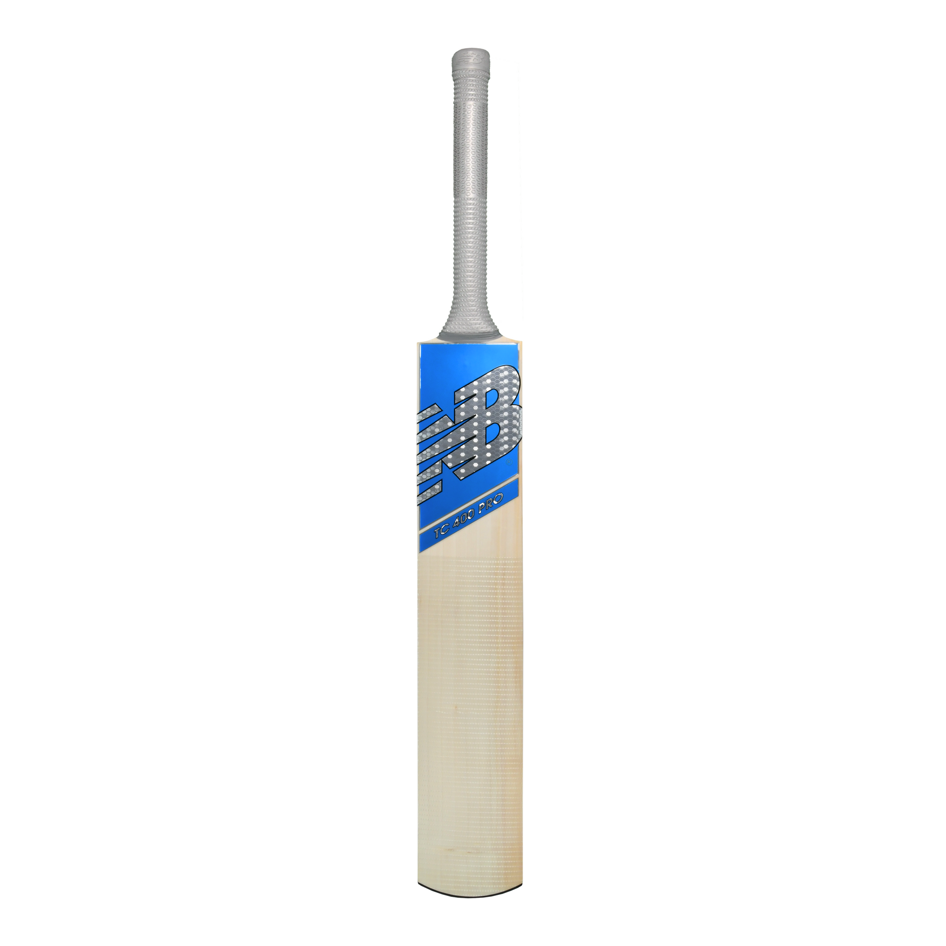 Front view of the New Balance TC 400 PRO cricket bat showing traditional TC branding and blade face.