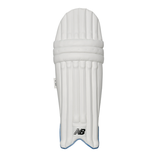 Front view of New Balance TC 500 batting pad showing dual wing design and PU front facing.