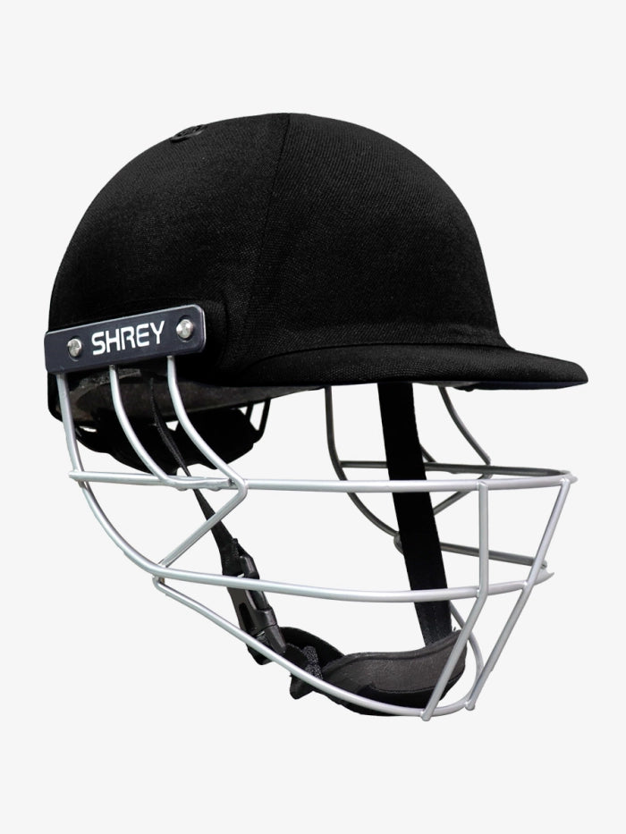 Shrey Classic 2.0 Steel Senior Batting Helmet in Black – lightweight cricket helmet with steel grille.