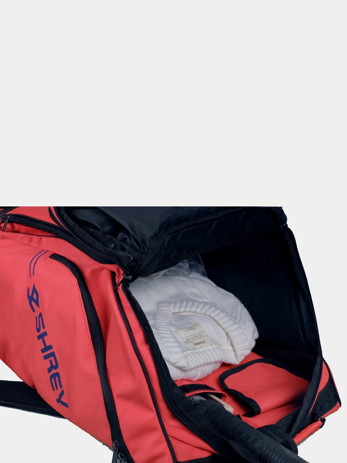 Interior compartment of Shrey Legacy Wheelie Bag with cricket gear