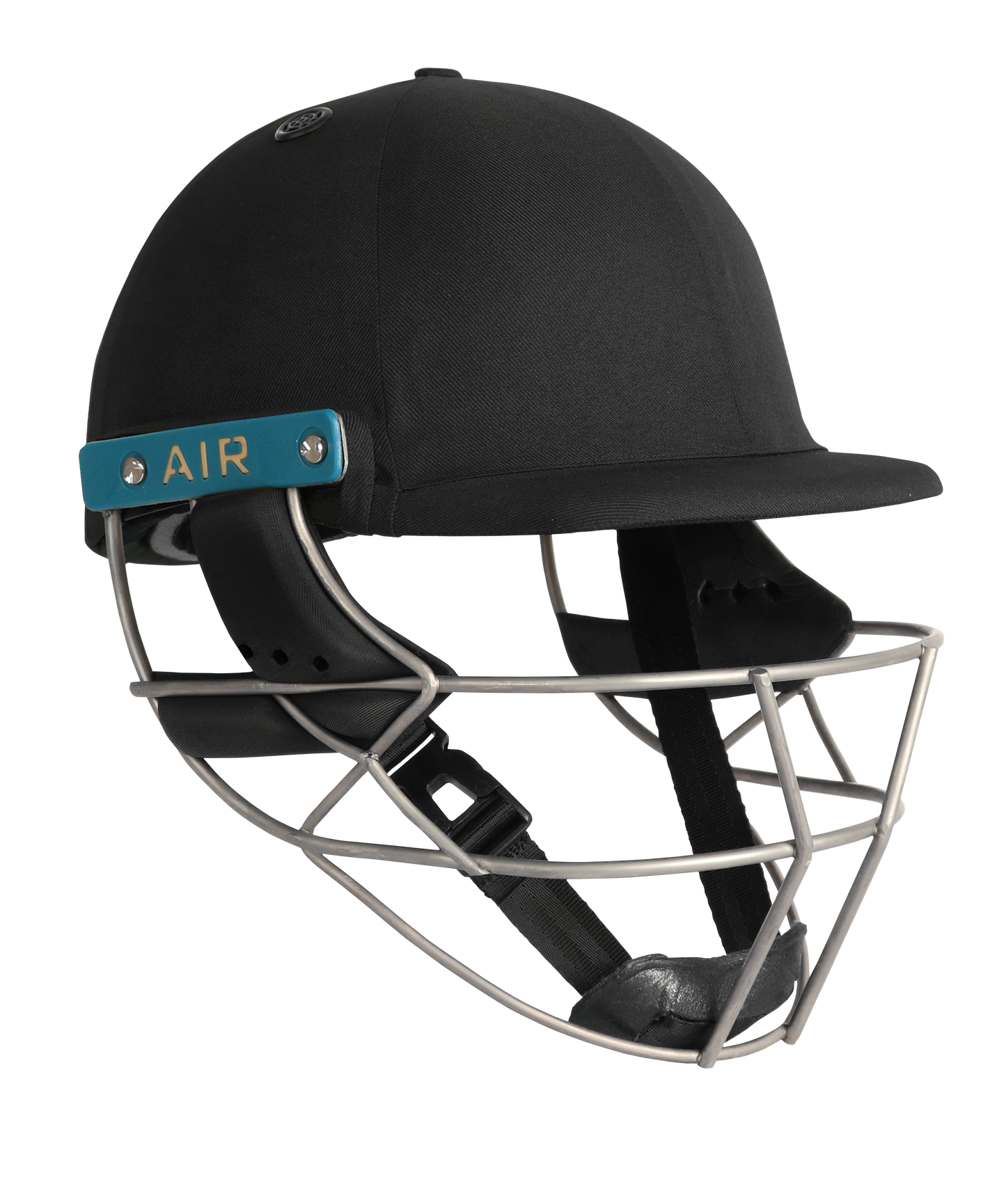 Shrey Masterclass Air 2.0 Titanium Batting Helmet black edition showing protective titanium grill and airflow padding.