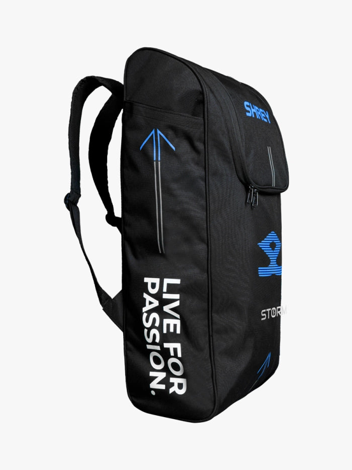 Side view of the bag showing shoulder straps and compact profile