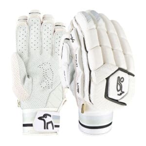 "Front and back view of Kookaburra Ghost Pro Batting Gloves 2025 showcasing ergonomic padding and premium Pittards leather palm"
