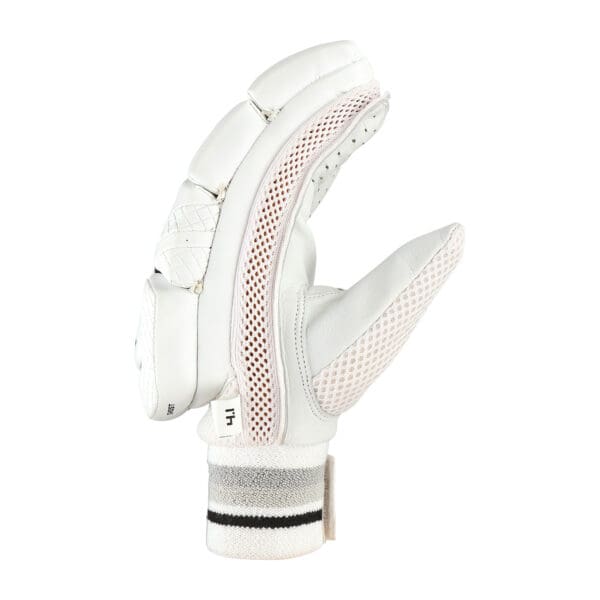 Profile view of Kookaburra Ghost 4.1 Gloves 2025 featuring curved finger rolls and breathable gusset mesh