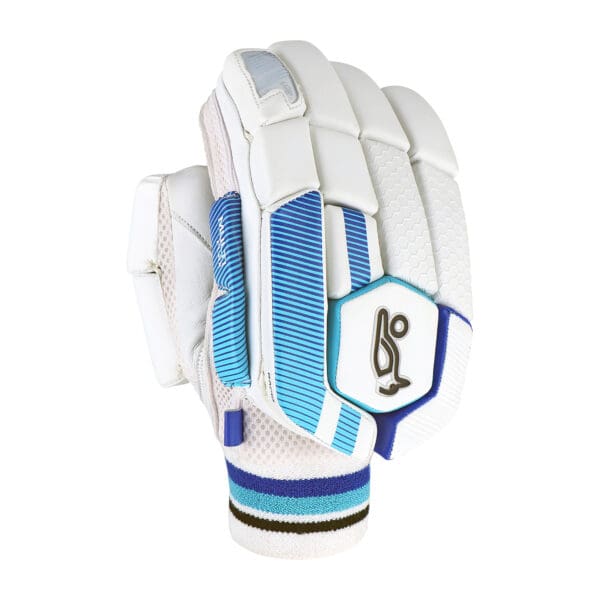 Kookaburra Rapid 3.1 Gloves backhand view highlighting high-density padding and blue stripe design